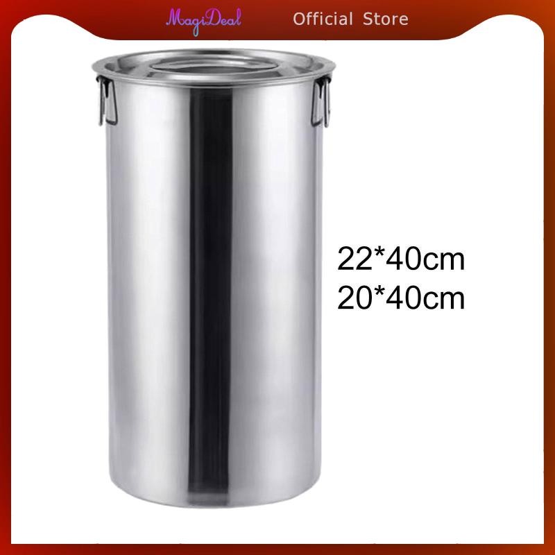 Magideal ถังสแตนเลสพร้อมฝาปิดภาชนะเก็บของเหลว Heavy Duty Water Barrel
