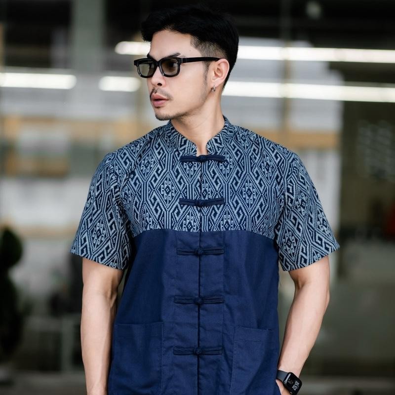 เสื้อผ้าแฟชั่น ผ้าฝ้ายฟอกนุ่มผ้ากัดลาย no.43กรมกัดลายขิด