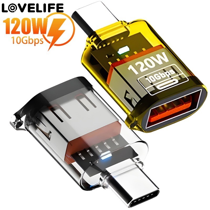 [ ที่โดดเด่น ] ตัวแปลง Type-C เป็น USB 3.2 - ขั้วต่อการส่งข้อมูลความเร็วสูง - อะแดปเตอร์ชาร์จเร็ว 120W - USB A Adaptador - สําหรับแท็บเล็ตโน้ตบุ๊กโทรศัพท์