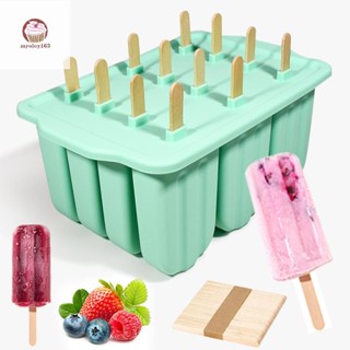 Myoloy 12 แม่พิมพ์ไอศกรีมหั่นง่าย Demold ซิลิโคน Popsicle ถา…