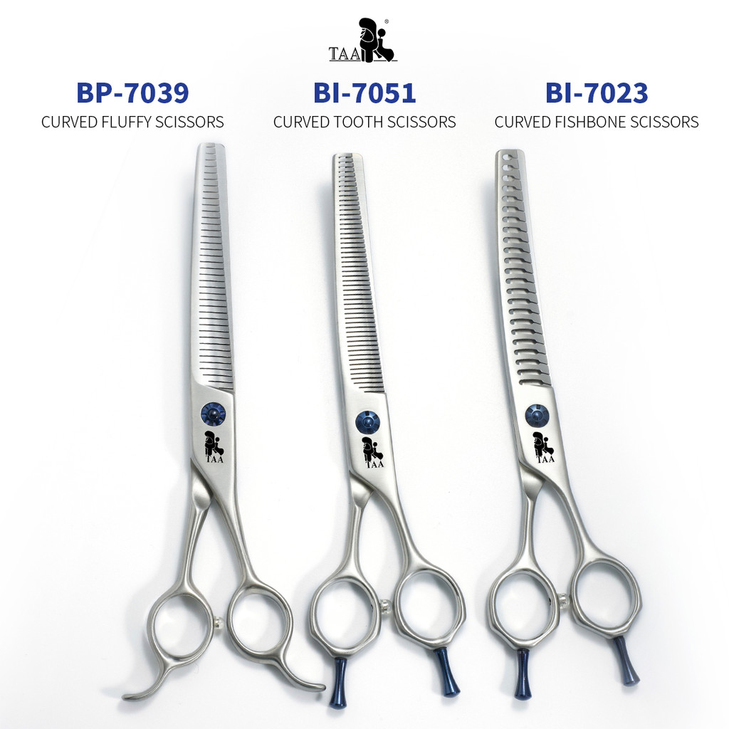 Taa Professional สัตว์เลี้ยงกรรไกรกรรไกรกรูมมิ่งกรรไกรสุนัขโค้งกรรไกรสุนัขและกรรไกรหยัก BI-7023 / BI