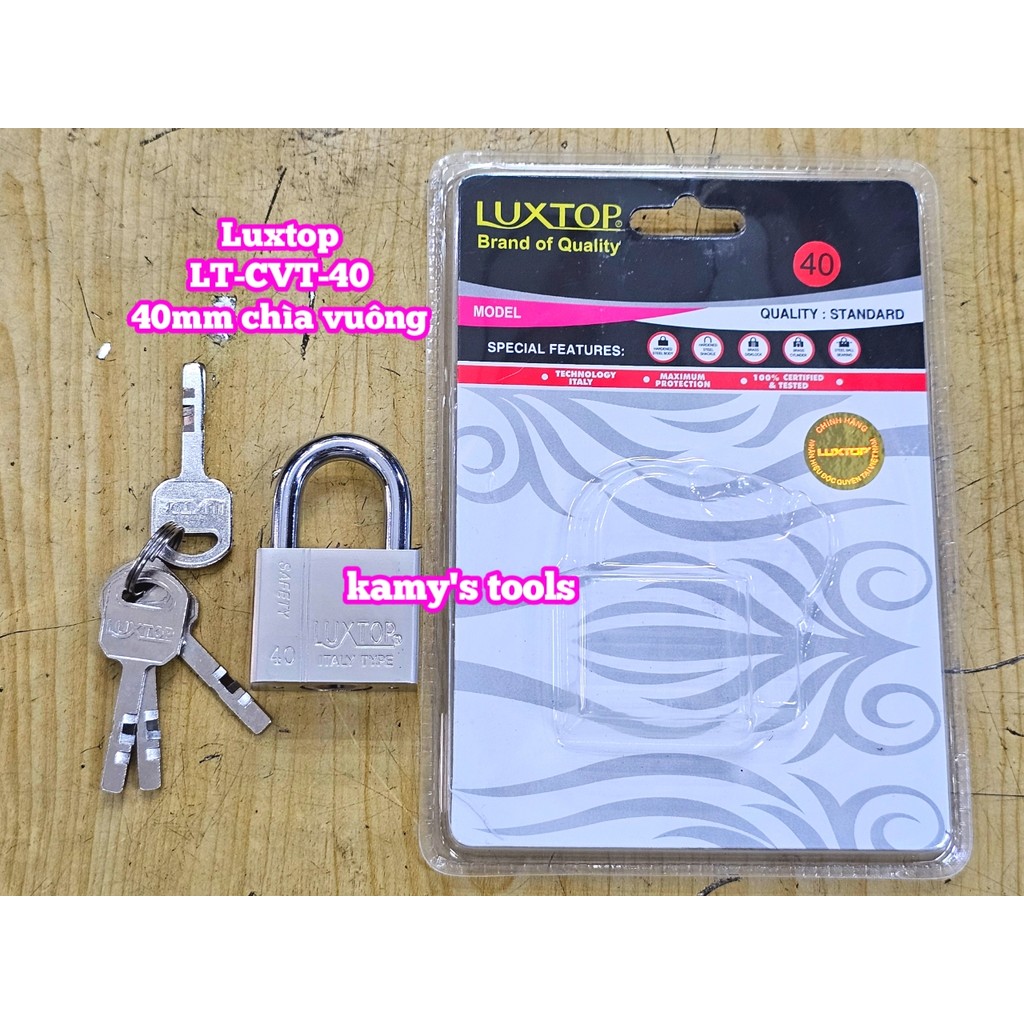 Luxtop LT-CVT-40 กุญแจสี่เหลี่ยม 4 ปุ่ม ล็อคสีขาว 4F 40mm