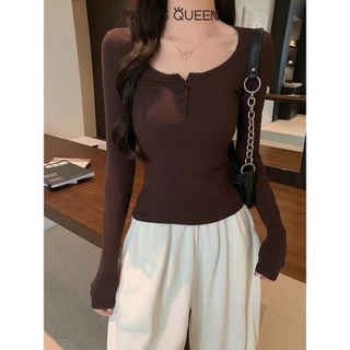 < MOSESQUEEN > เสื้อผ้าสตรีแบบ U-นิ้ว แขนยาว รูปทรงเปิดบางส่วน ดีไซน์ใหม่เฉพาะกลุ่ม ใส่สบาย ทั้งในและนอกบ้าน สำหรับเด็กหญิง #62315
