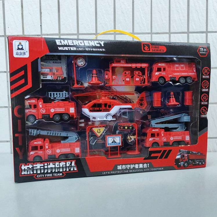 WD039065WB Kids Inertia Pull-back Fire Truck Toy Car Gift Box Kindergarten