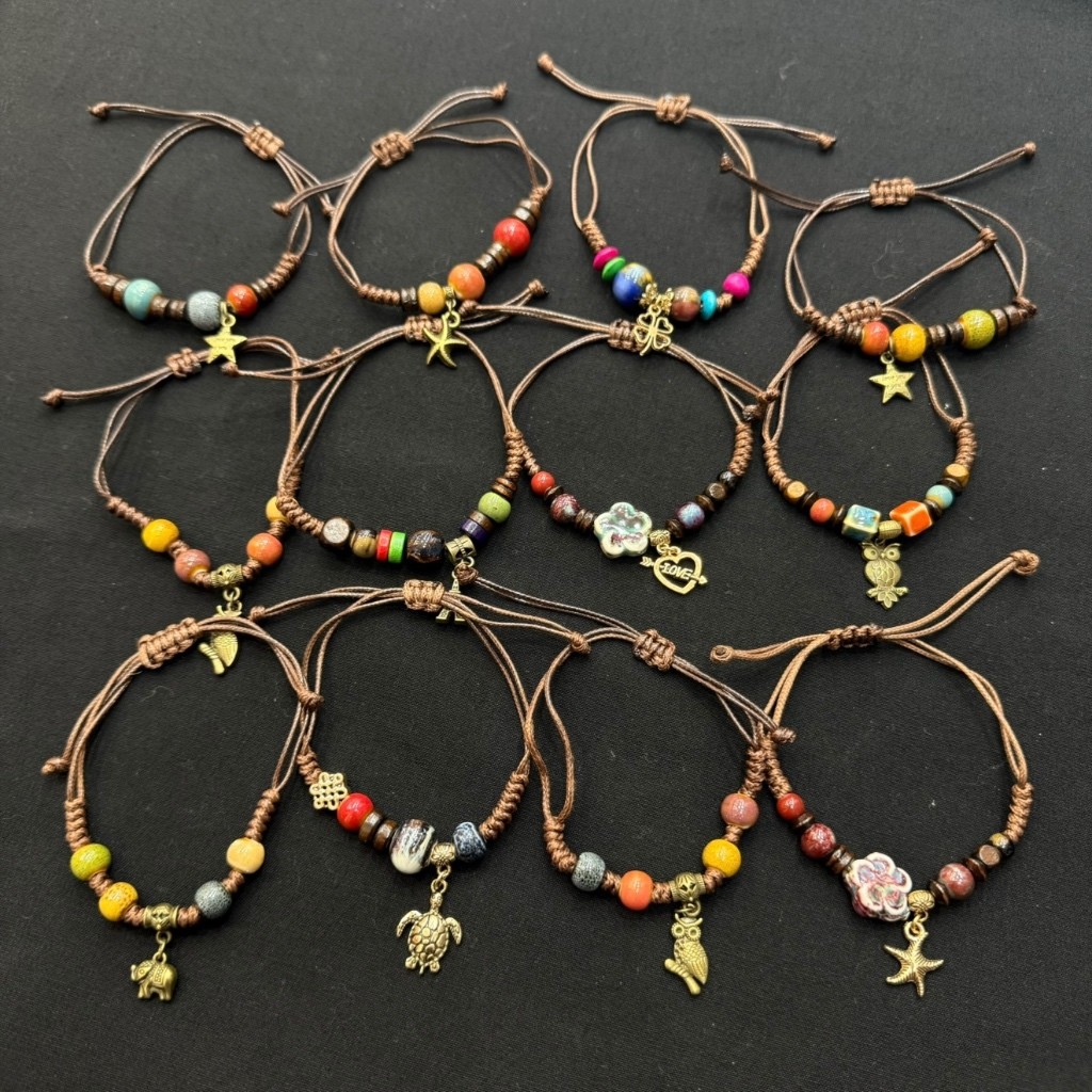 สร้อยข้อมือเครื่องประดับ ดอกไม้แห้งธรรมชาติ ลูกปัดนําโชค ดาวห้าแฉก สไตล์ชนเผ่า เส้นละ12บาท พร้อมส่ง - รูปที่ 4