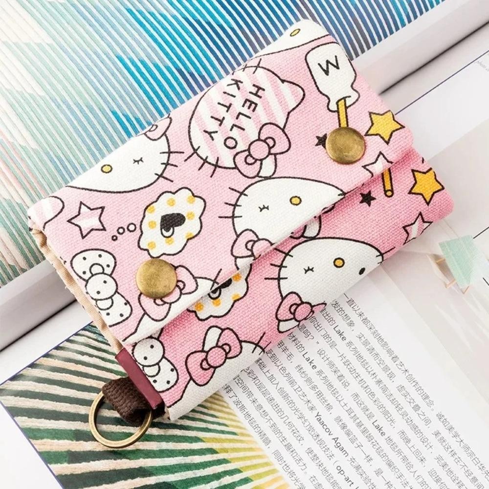 Hobbyin กระเป๋าใส่เหรียญ,การ์ตูน HelloKitty พับเปลี่ยนเงิน,กระเป๋าสตางค์ผ้าใบที่ทนทานหญิง