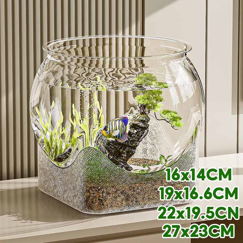 ตู้ปลา S/M/L/XL โหลปลากัด โหลตู้ปลาทอง พลาสติก PETใส แข็งแรง กันกระแทก สำหรับเลี้ยงปลา ปลูกพืชน้ำ
