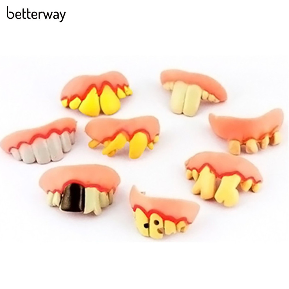 Betterway ของเล่นฟันปลอม ฟันปลอม สําหรับปาร์ตี้ฮาโลวีน 4 ชิ้น ต่อชุด