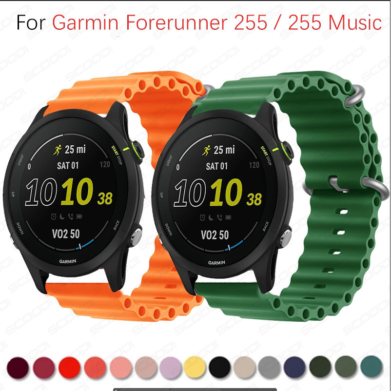 สายนาฬิกาข้อมือซิลิโคน หัวเข็มขัดโลหะ สําหรับ Garmin Forerunner 965 955 265 255