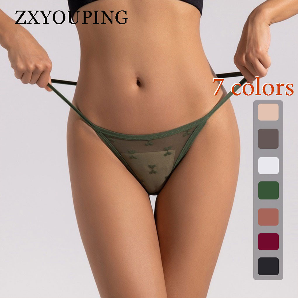 Zxyouping กางเกงชั้นในจีสตริง เอวต่ํา ผ้าตาข่ายโปร่งใส แต่งลูกไม้ ไร้รอยต่อ พลัสไซซ์ สําหรับผู้หญิง 1/3 ชิ้น