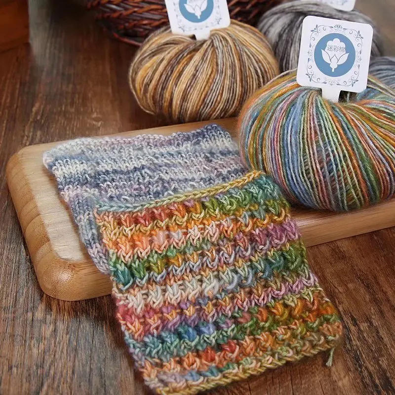 50g Camouflage Cotton Line Segment Dyeing Gradient Yarn Ball Hand Woven Stick Needle Scarf Sweater C