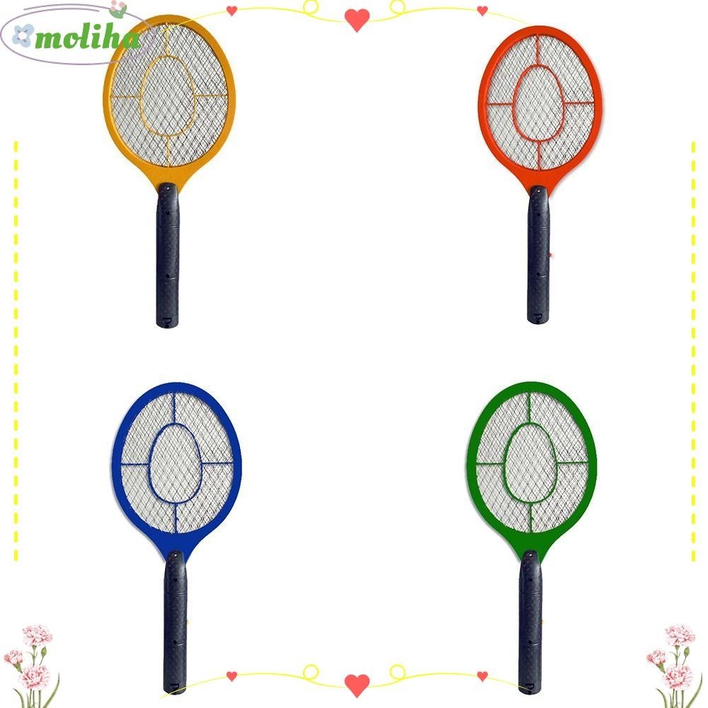 Moliha ไม้ตียุงไฟฟ้า พลาสติก แบบพกพา สีแดง สีเหลือง สีฟ้า เขียว สําหรับไล่ยุง แมลง ในร่ม กลางแจ้ง