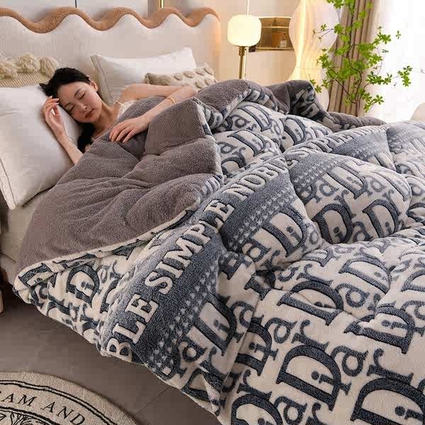 ผ้าห่มนาโน ผ้าห่มขนแกะ ผ้านวมฤดูหนาวกํามะหยี่สองด้านหนาอบอุ่นขนแกะผ้านวมแกนเกล็ดหิมะผ้านวมขนสัตว์ผ้าห่มเตียงหอพักผ้าห่มฤดูหนาวกับผ้าห่มขนแกะ