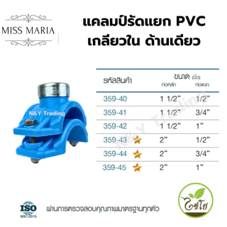 แคลมป์รัดแยก PVC เกลียวใน ด้านเดียว แบรนด์ไชโย มีหลายขนาดให้เลือก