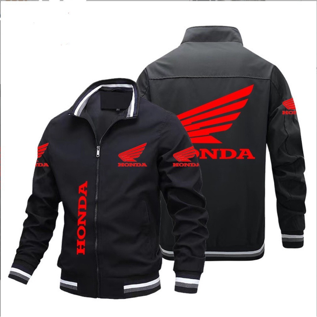 เสื้อแจ็กเก็ตเบสบอล มีซิป คุณภาพสูง สําหรับขี่รถจักรยานยนต์ Honda
