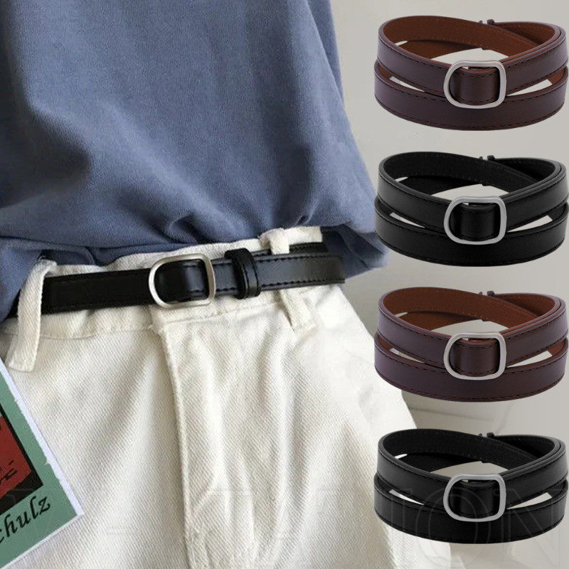 เข ็ มขัดบางหัวเข ็ มขัดไม ่ มีรู - เข ็ มขัดยีนส ์ เกาหลี - Casual, Vintage, Simple, Fashion, Y2k - สําหรับชุดกางเกงยีนส ์ เสื ้ อ - ผู ้ ชายผู ้ หญิงสายหนัง PU - เสื ้ อผ ้ าคู ่ กับการตกแต ่ ง