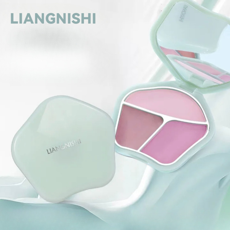 LIANGNISHI บลัชออนพาเลทบลัชออนสามสี ปรับสีผิวให้กระจ่างใสอย่างเป็นธรรมชาติ