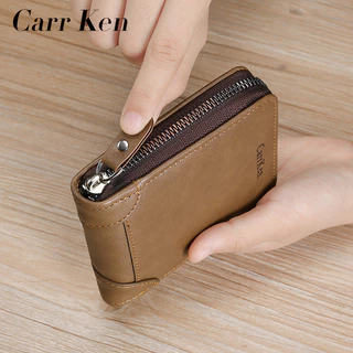 Carrken กระเป ๋ าสตางค ์ ผู ้ ชายใหม ่ Retro แนวนอนกระเป ๋ าใส ่ บัตรอเนกประสงค ์ พร ้ อมตําแหน ่ งการ ์ ดหลายตําแหน ่ ง, สามพับซิปกระเป ๋ า