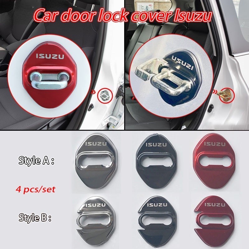 4 ชิ ้ น Isuzu รถประตูล ็ อคฝาครอบป ้ องกันตกแต ่ งสแตนเลสอุปกรณ ์ เสริมในรถยนต ์