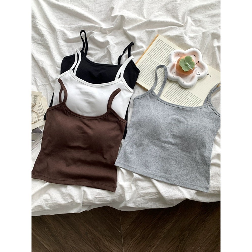 🧸Grace🧸 x8802 เสื้อสายเดี่ยว แขนกุด ตัวสั้น เหมาะกับฤดูร้อน สําหรับผู้หญิง ทรงสวยดูดี