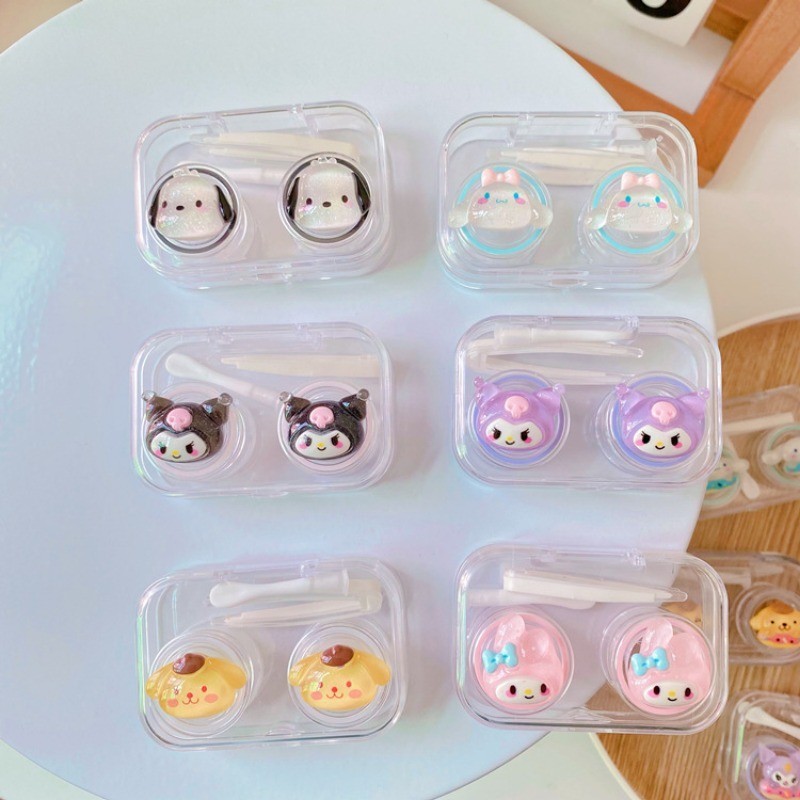 คอนแทคเลนส์ Companion Case Kuromi Portable Mini Cute Compact Contact Lens Case Double Head Simple Co