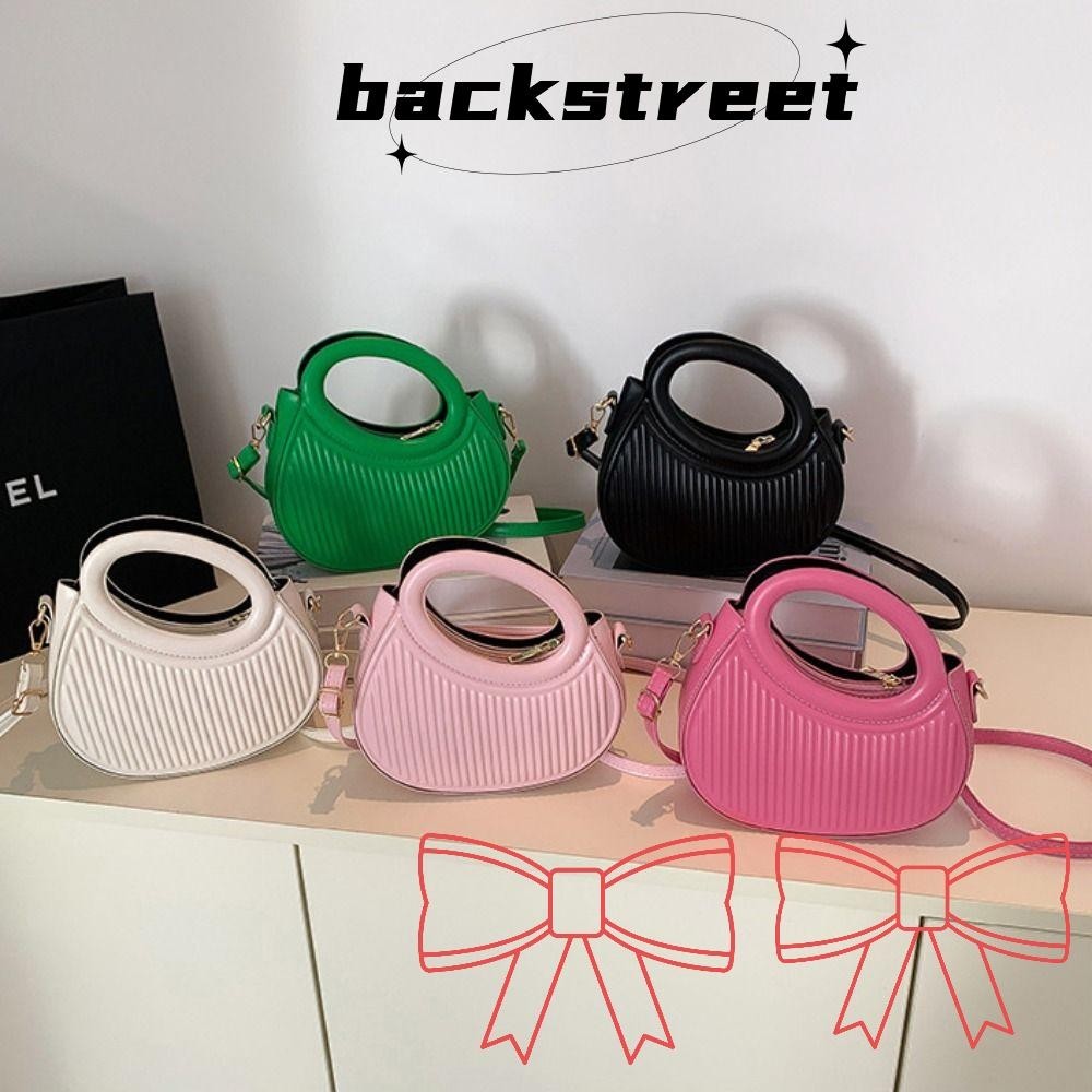 Backstreet Underarm Bag, Pleated Mini Single Shoulder Bag, Purse Pu Leather Solid Color Messenger Bag Women