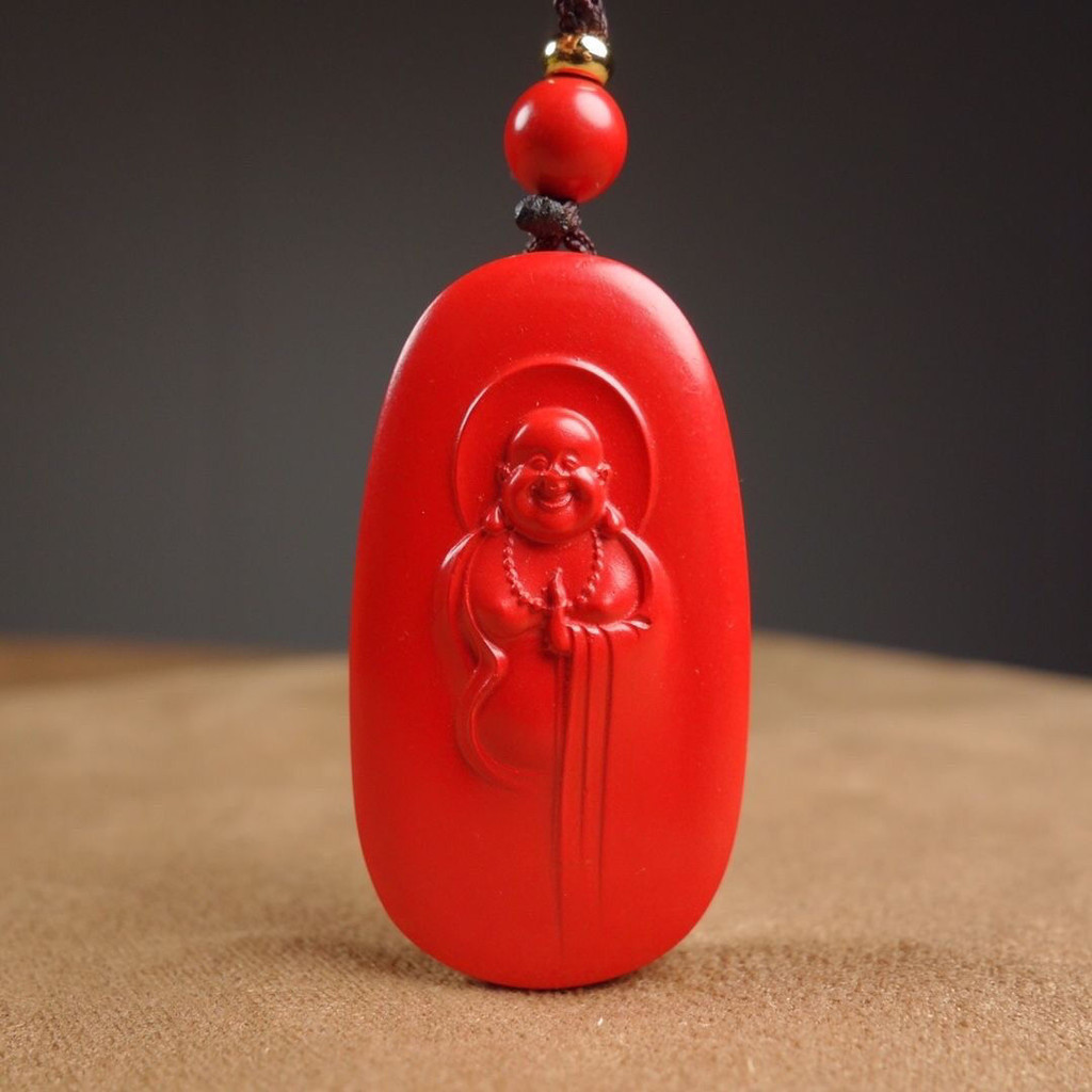 New Product#Natural Cinnabar Big Belly Maitreya Buddha Pendant Female Body Protection NAFU Portable Buddha Statue Pendant Men's Necklace4wu