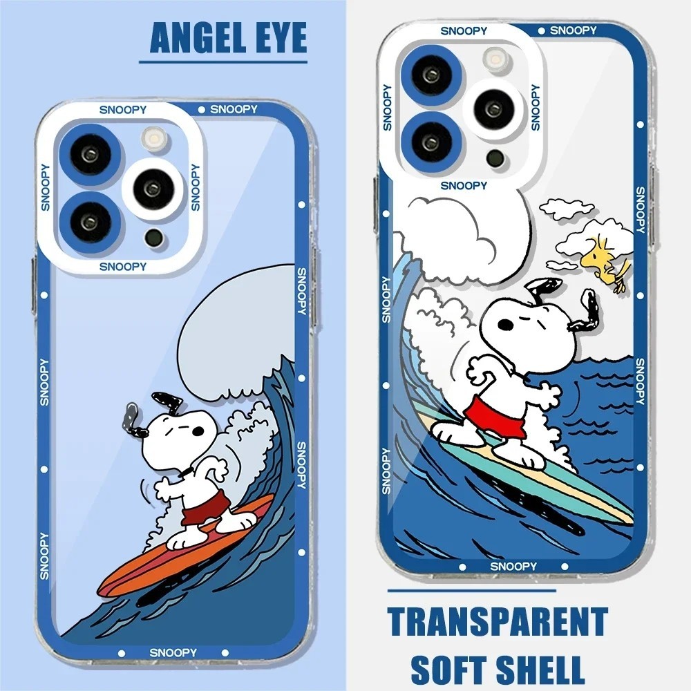 สําหรับ Samsung Galaxy S24 S23 S22 S21 Ultra Plus S23 S21 S20 FE A13 A23 A33 A53 A73 A52 A72 A52S การ์ตูน S-S Snoopy เคสโทรศัพท์ซิลิโคนอ่อนนุ่มฝาครอบโปร่งใส