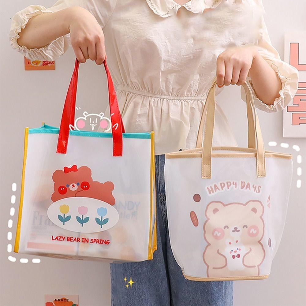 HOBBYIN กระเป๋าช้อปปิ้ง HOBBYIN Totes, กระเป๋าถือ PVC ความจุขนาดใหญ่, กระเป๋าสะพายข้าง Organiser กันน้ํา
