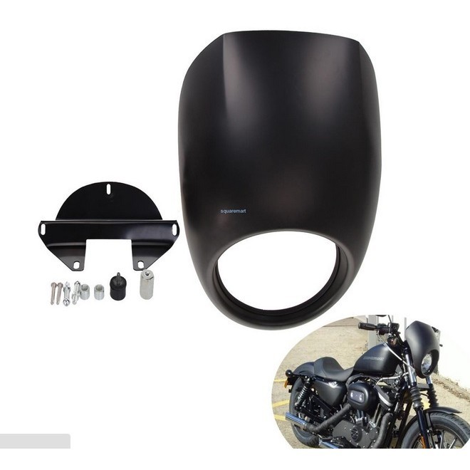 CH Motorcycle accessories New Matte Black Head Light Fairing Mask Front Visor For Harley Sportster FX XL Dyna Cafe Racer