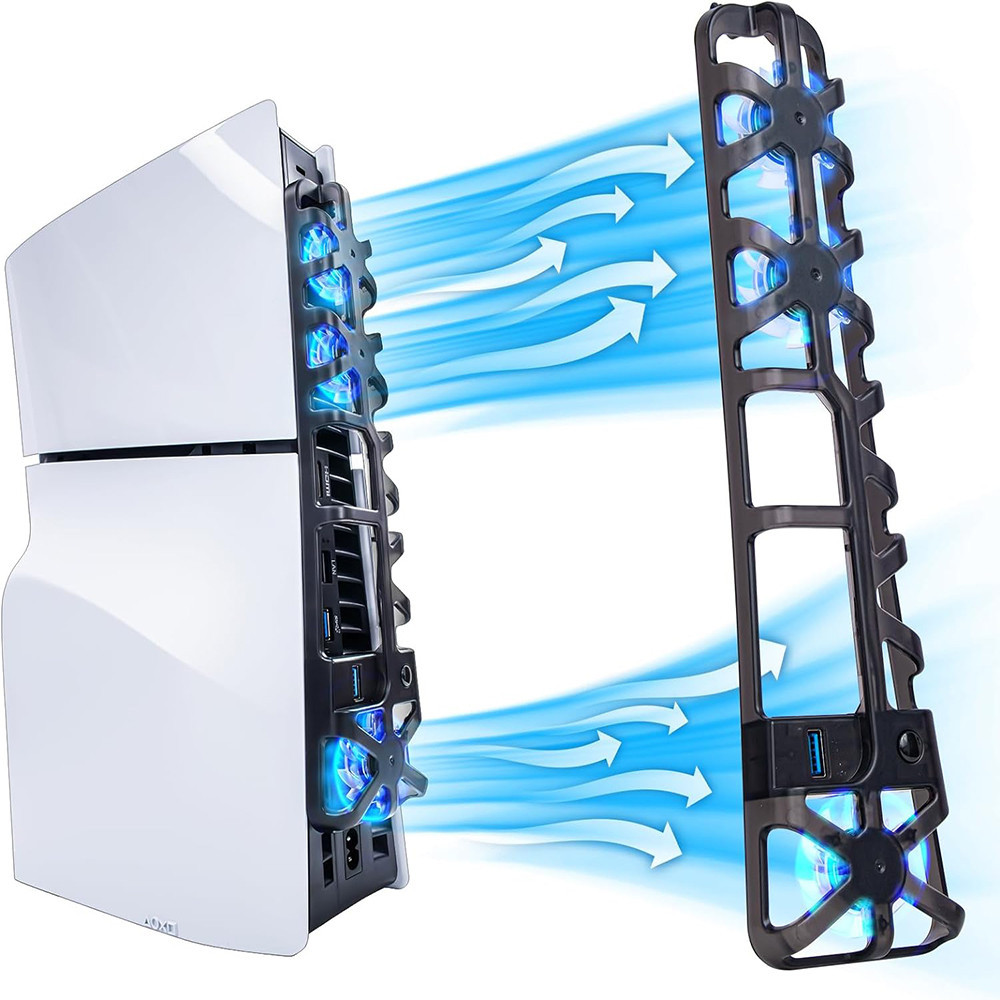 สําหรับ PS5 Slim Cooling Fan พร ้ อมไฟ LED สําหรับ Playstation 5 Disc และ Digital Editions Cooling System Cooler
