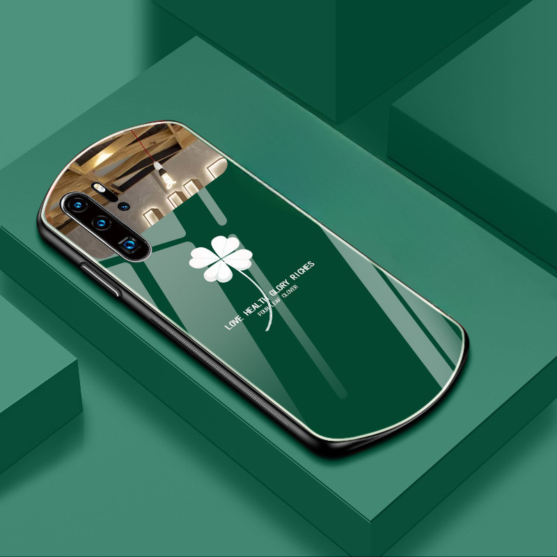 กระจก Glass Clover เคสโทรศัพท์ iPhone 15 Promax 14plus 13mini 12 Promax 11 Pro Beauty 7 8 Plus Xsmax Anti Drop Xr