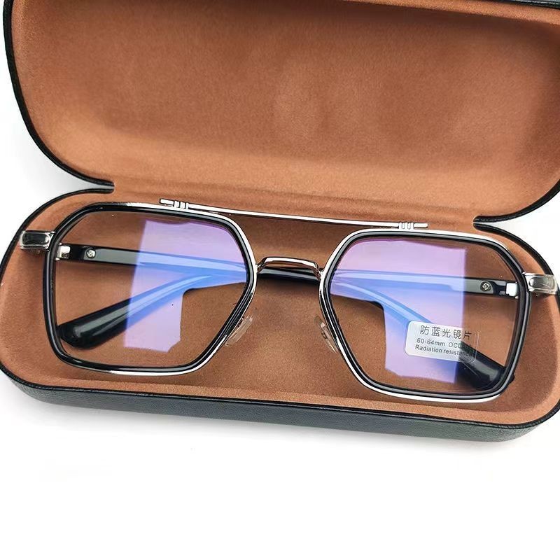 แฟชั่นสไตล์เกาหลีแว่นตาเกรดสําหรับผู้ชายป้องกันแสงสีฟ้าป้องกันรังสีนักบินวินเทจที่เรียบง่ายแว่นอ่านหนังสือเดิมขนาดใหญ่เปลี่ยนเลนส์สายตา เอสพีจี106