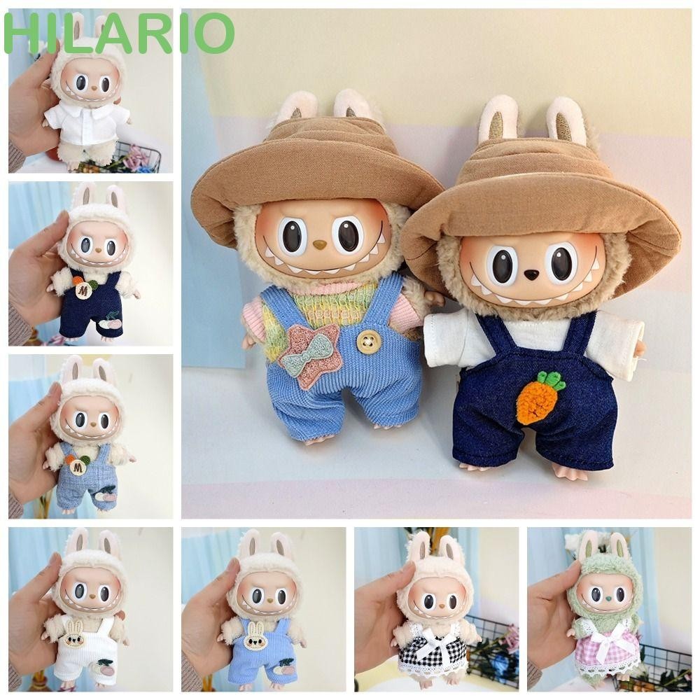 Hilario Labubu Time เสื้อผ้า, ฝาครอบหัวขนมปังเสื้อผ้าตุ๊กตา 17 ซม. Labubu เสื้อผ้าตุ๊กตา, ตุ๊กตาตุ๊กตาเสื้อผ้าชุดแขวนกางเกงน่ารัก Labubu ตุ๊กตาเสื้อผ้าเด็กผู้หญิงของเล่น