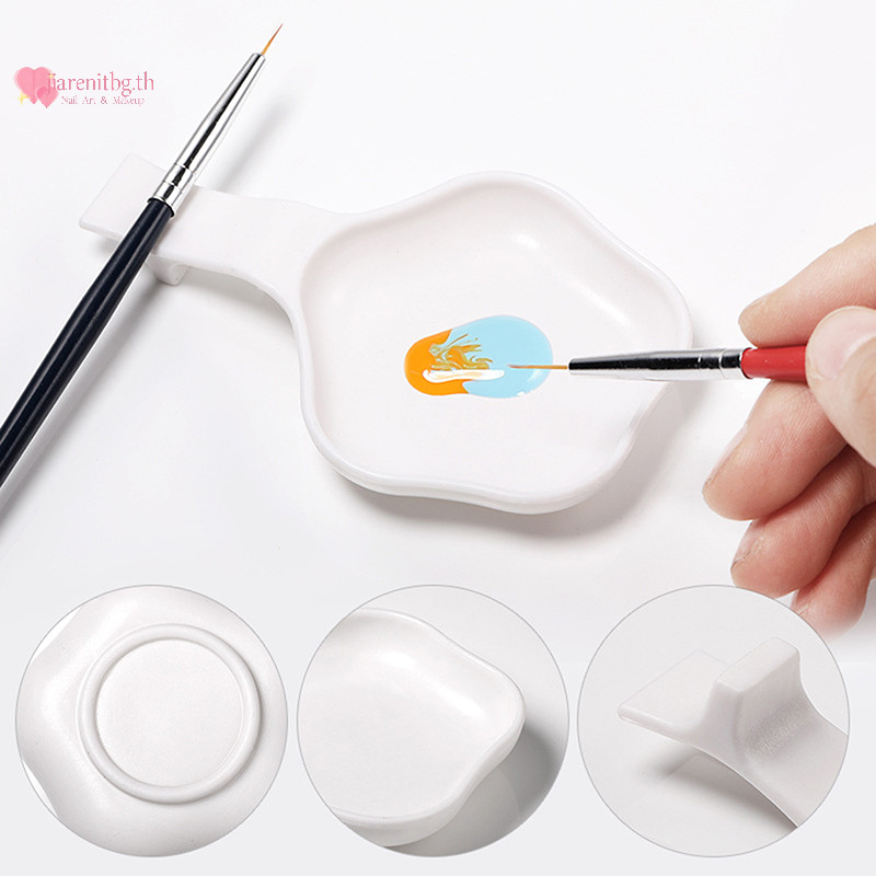 Renbg สีขาวเล็บ Palette เล็บปากกาล้างถาด Paing ปากกา Rack สําหรับเล็บเครื่องมือเล็บแปรง Rhinestone Displayer ขาตั้งเครื่องมือ TH