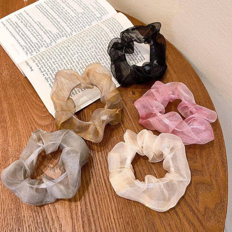 เวอร์ชั่นเกาหลีอารมณ์ Organza Scrunchy แหวนผม Fairy สไตล์เชือกผมผม Tie ยางรัดสาวอุปกรณ์เสริมอุปกรณ์เสริมผม - รูปที่ 4