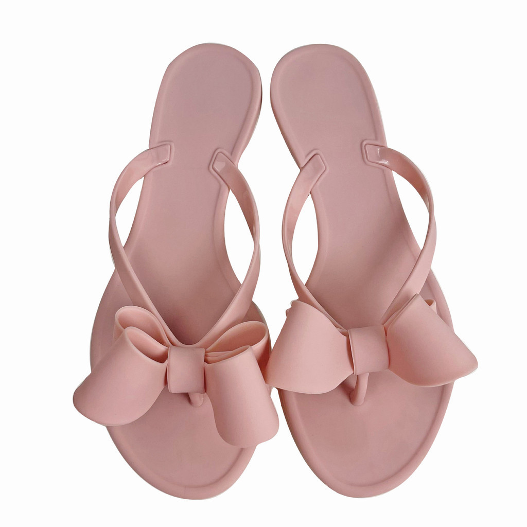 รองเท ้ าแตะ PVC ผีเสื ้ อ Frosted Jelly สําหรับผู ้ หญิงแฟชั ่ นแบน Bottomed Flip Flops