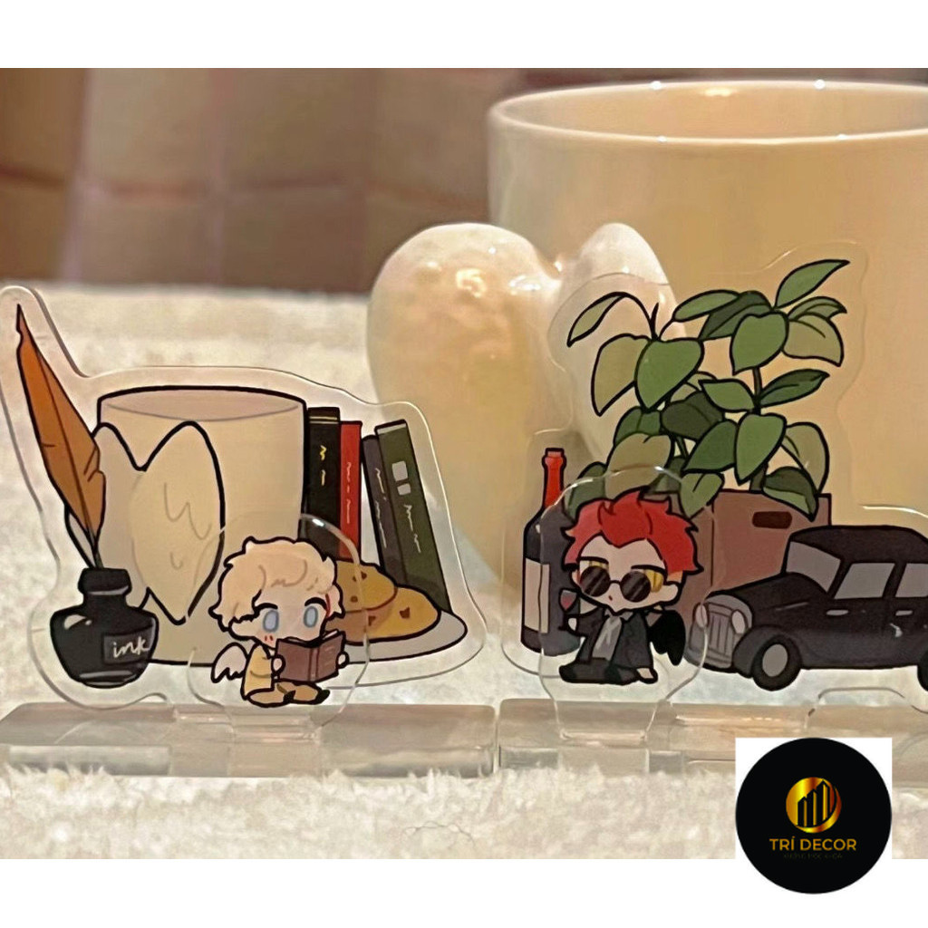 Good Omens Kawaii รุ่น Q ขาตั้งอะคริลิคจอแสดงผลเดสก์ท็อปตกแต่งห้องอุปกรณ์ตกแต่งสินค้าน่ารักคอลเลกชัน