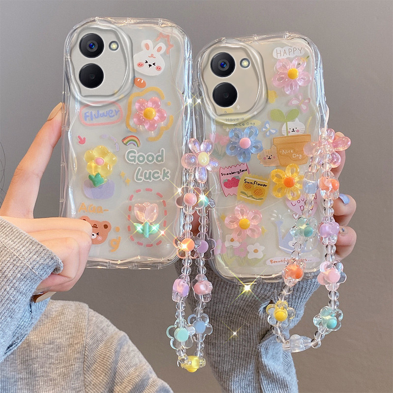 เคส Realme C33 4G เคส เข ้ ากันได ้ กับโปร ่ งใสน ่ ารักการ ์ ตูนครีมขอบนุ ่ มซิลิโคนเคสโทรศัพท ์ TYGZ2