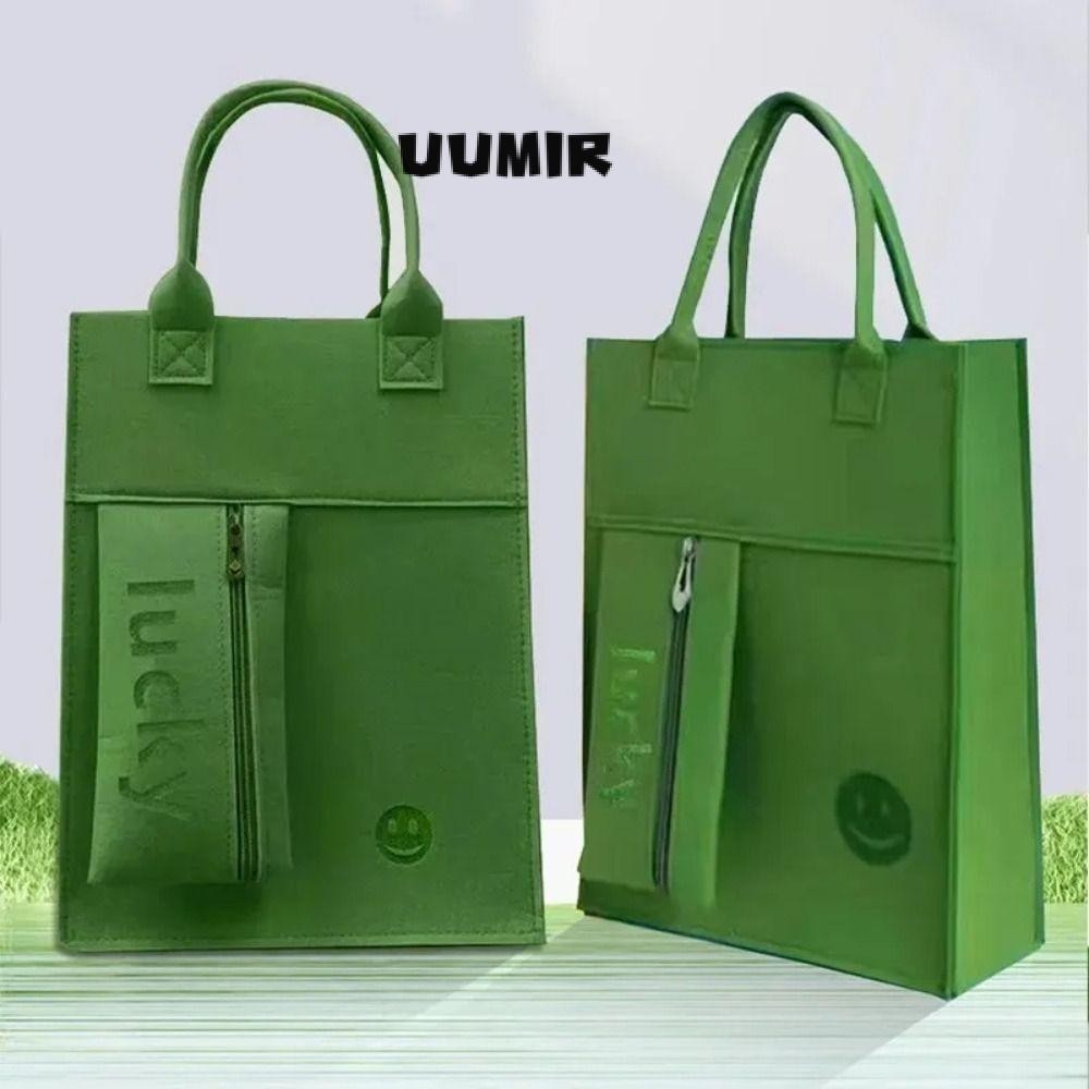 UUMIR กระเป๋าถือ กระเป๋านักเรียน มีซิป ขนาดใหญ่ A4 ใช้ซ้ําได้ สีพื้น แฟชั่น สําหรับนักเรียน