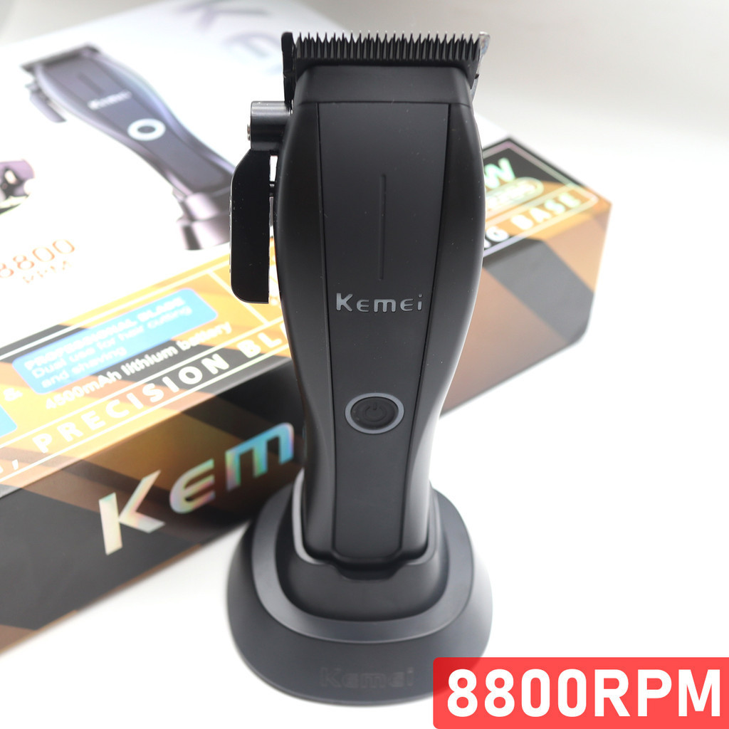Kemei KM-2286 ปัตตาเลี่ยนมืออาชีพสําหรับผู้ชาย - 8800RPM DLC Blade, อินเทอร์เฟซ USB, ที่ชาร์จฐาน, หวีจํากัดแม่เหล็ก, ใบมีดเซรามิก