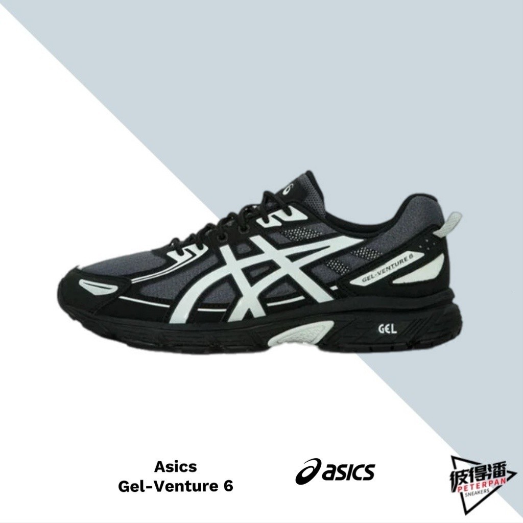 Asiks GEL-VENTURE 6 Retro Y2K สีดําเงินสีเทาสะท้อนแสงรองเท้าผู้ชาย 1201A945-020