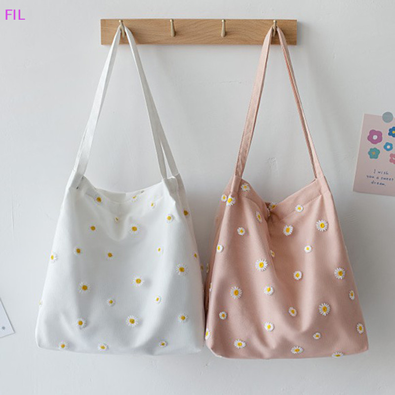Fil Mesh Daisy Double Layer Canvas Shoulder Bag Korean Ins Lace Small Square Bag OP