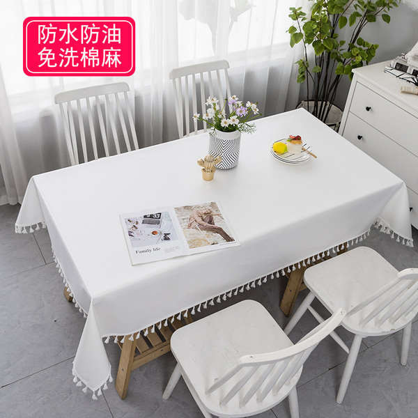 ผ้าปูโต๊ะกันน้ำ ผ้าปูโต๊ะ Mumujia ผ้าฝ้ายและผ้าลินินกันน้ําและกันน้ํามันผ้าปูโต๊ะผ้าไม่ซัก, โต๊ะรับประทานอาหาร, โต๊ะกาแฟ, สี่เหลี่ยมครัวเรือนผ้าปูโต๊ะสีขาวบริสุทธิ์