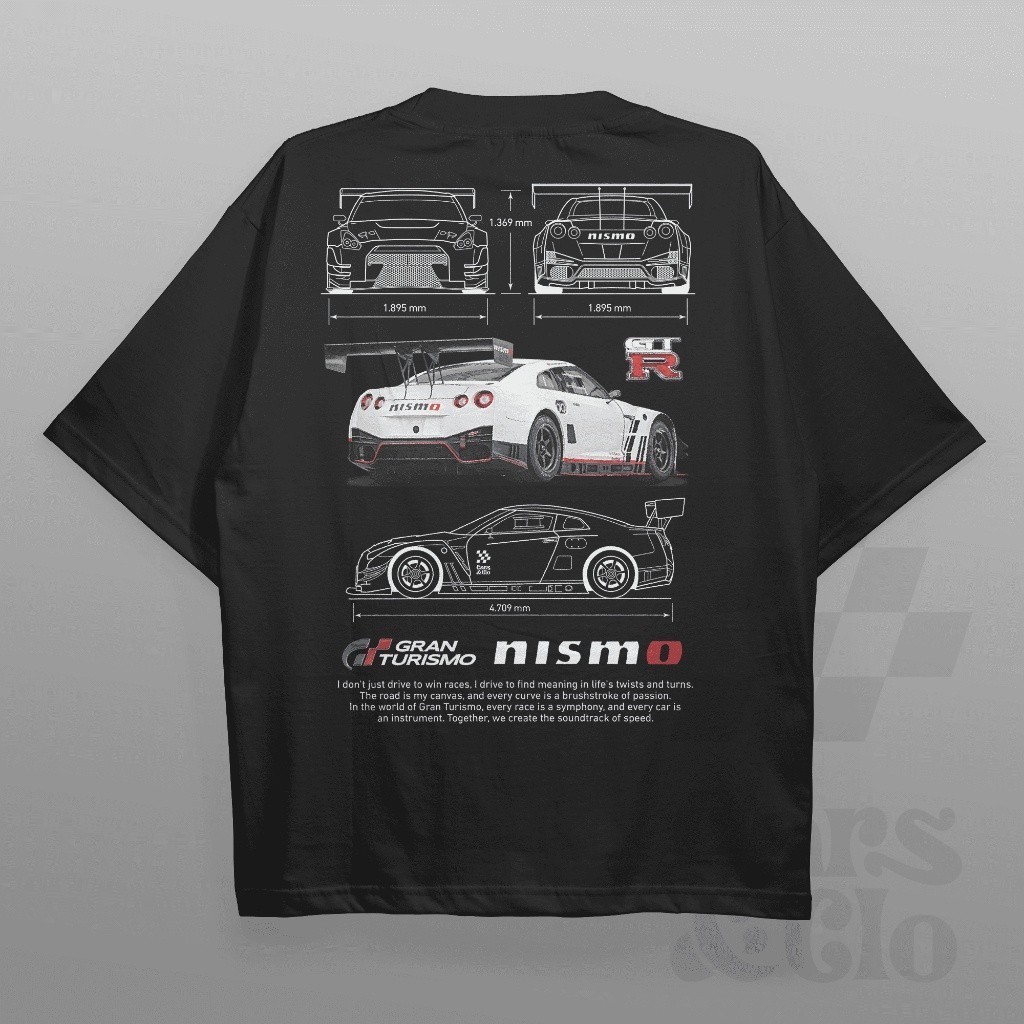 ใหม่ เสื้อยืด พิมพ์ลายรถยนต์ และ Clo - Regular Fit Black - Nissan Gran Turismo GTR NISMO BlueprintS-5XL