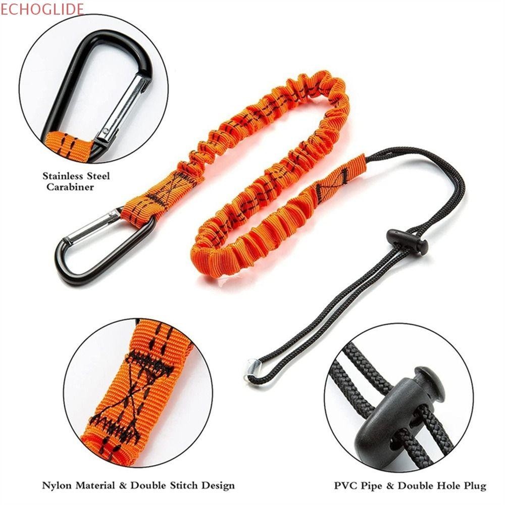 Echoglide ความปลอดภัย Bungee Tether, คาราบิเนอร์ตะขอปีนเขาเครื่องมือทํางานเชือกนิรภัย, อุปกรณ์ปีนเขา Anti-Falling ไนลอนเครื่องมือทํางานทางอากาศสายรัดตะขอ