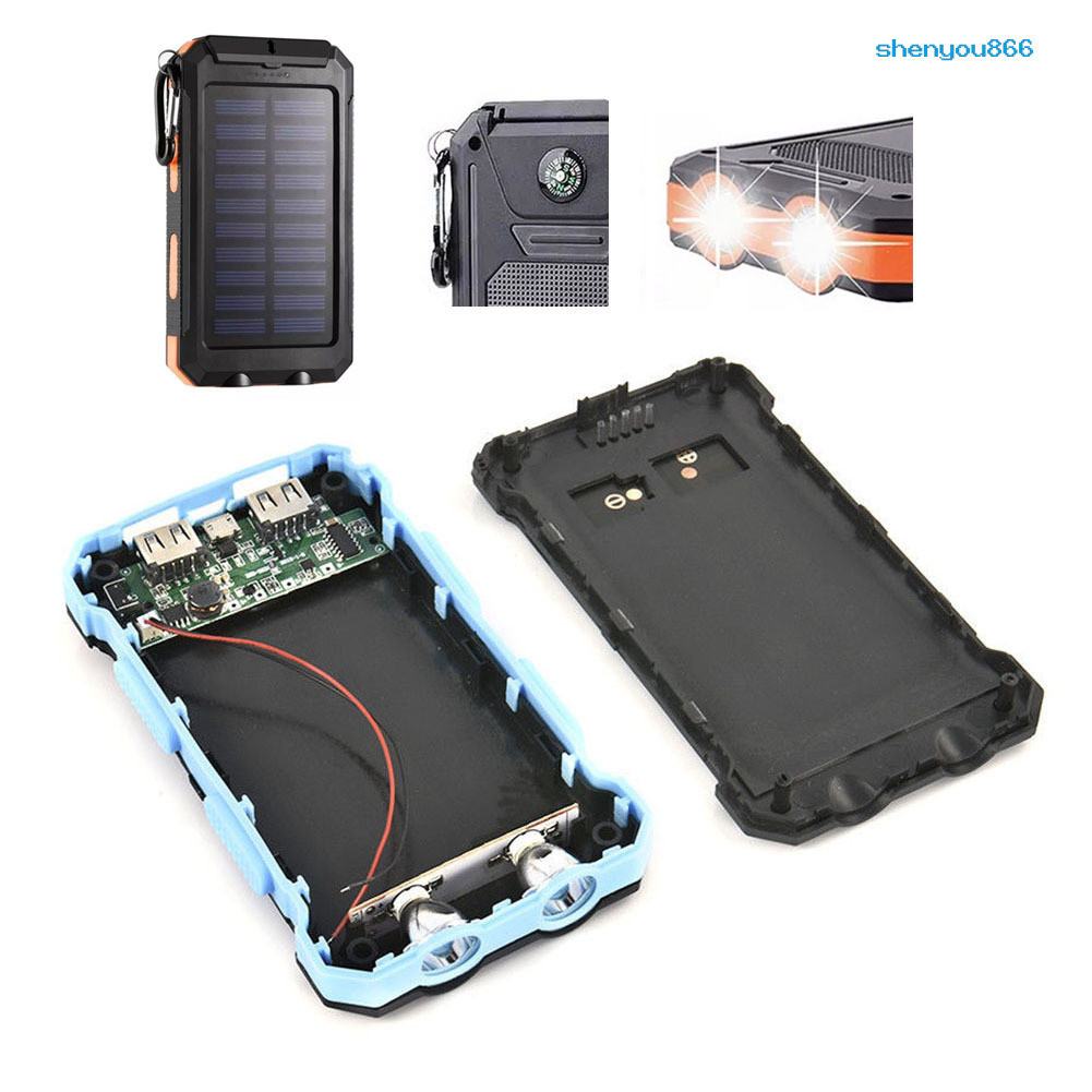 SY-Dual USB DIY Solar Power Bank Case Kits Charger ภายนอกกล่องไฟฉาย
