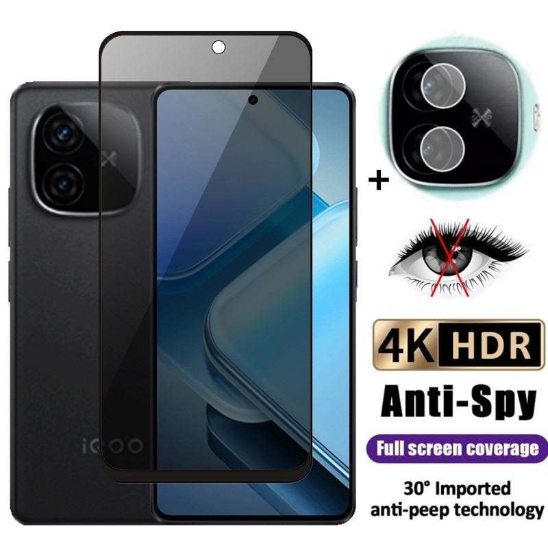 2in1 ความเป็นส่วนตัวกระจกนิรภัยสําหรับ Vivo iQOO Z9x Z9 Turbo Z9Turbo iQOOZ9 5G 9H คลุมทั้งหมด Anti Spy กระจกส่วนตัวป้องกันหน้าจอสําหรับ Xiomi13T กลับกล้องเลนส์ฟิล์ม