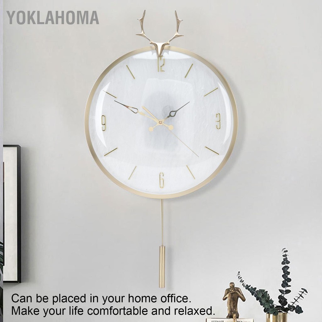 YOklahoma นาฬิกาแขวนเงียบทันสมัยพร้อมนาฬิกาตกแต่งลูกตุ้มสำหรับโฮมออฟฟิศห้องนั่งเล่น