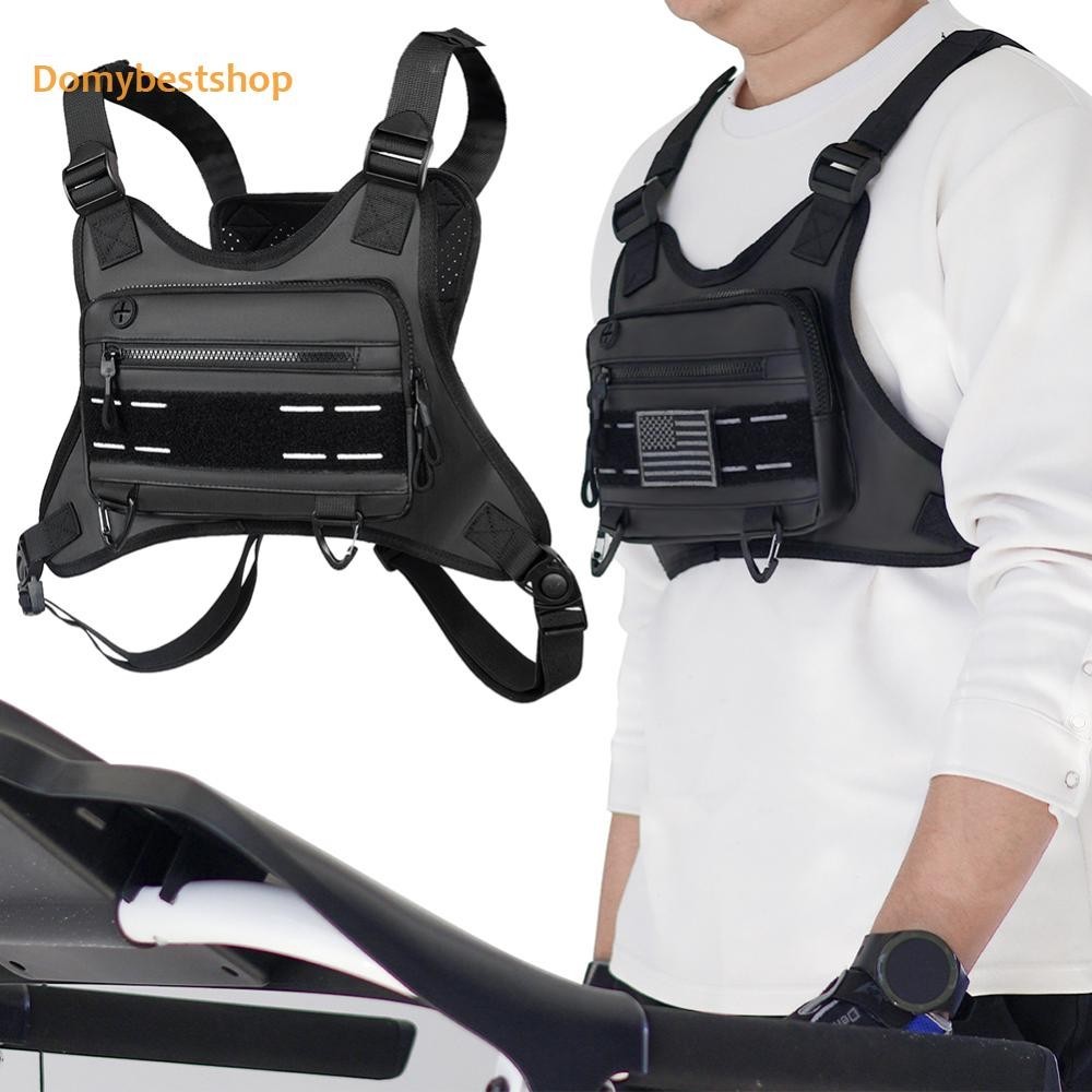 [Domybestshop.th] กระเป๋าคาดหน้าอกกีฬากันน้ํา Mens Front Chest Pack สําหรับออกกําลังกายวิ่งปั่นจักรยานพร้อมที่วางโทรศัพท์ในตัว